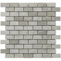 Intrend Tile 1 x 2 in Limestone Mini Brick Pattern Mosaic Grey NS021C